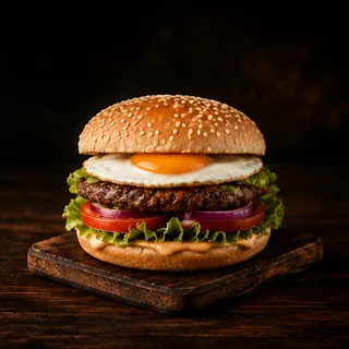 Serviervorschlag: Burger mit Spiegelei